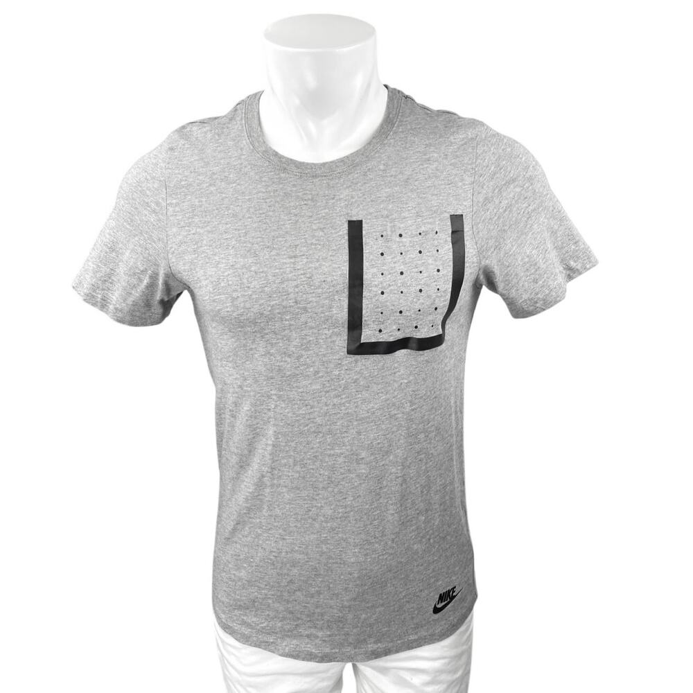 Nike Bonded Pocket Men's Gray Cotton Short Sleeve Crew Neck Tee T-Shirt Top Sz S